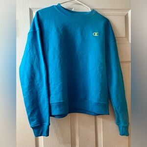 Champion Bright Teal Crewneck Sweatshirt with Embroidered Logo